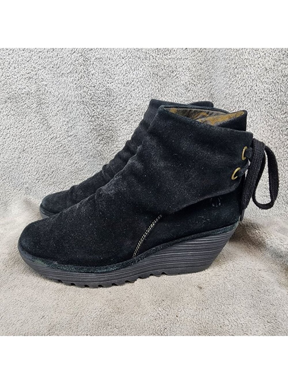 Fly London Shoes Womens Size EU 40 US 9-9.5 Black Wedge Ankle Boots *Read*